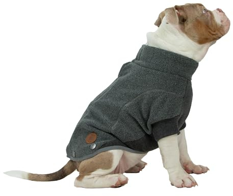 Ancol Hundepullover aus Polarfleece in Grau, eng anliegende Passform, mit Klettverschluss, gerippten Ärmeln und Brust, reflektierende Kanten, Größe M