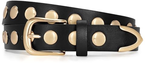 JASGOOD Women Fashion Leather Belt Punk Studded Belt for Jeans Pants Dresses
