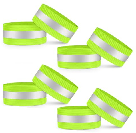 8 Fasce Catarifrangenti Running Fluorescenti 1 Banda 35 x 4 cm Regolabili