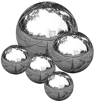 SUPVOX 5 Pezzi in Acciaio Inossidabile Lucidato A Specchio Sfera Decorativa Per Esterni Fontana Topiaria Per Giardino