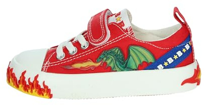 Bull Boys Scarpe in Tela con Puntale in Gomma Dragon 3,Chiusura Strappo,Colore Rosso,Tema Drago (Rosso, Sistema Taglie Calzature EU, Bambino Piccolo (2-5 Anni), Numero, Media, 26)