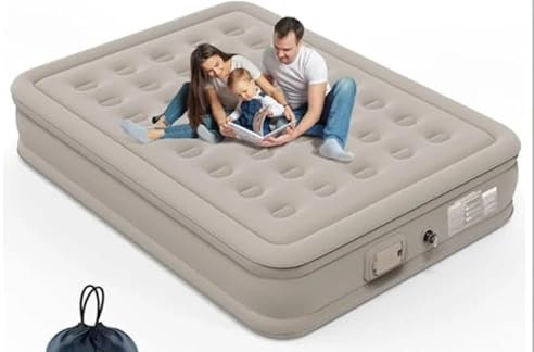 IEEILULU Luftbett 2 Person, Aufblasbare Matratze mit Elektrischer Pumpe und Nachtlichtfunktion, Selbstaufblasbare Luftmatratze mit Kissen, Gästebett Aufblasbar Air Mattress Camping, 200 x 150 x 40cm