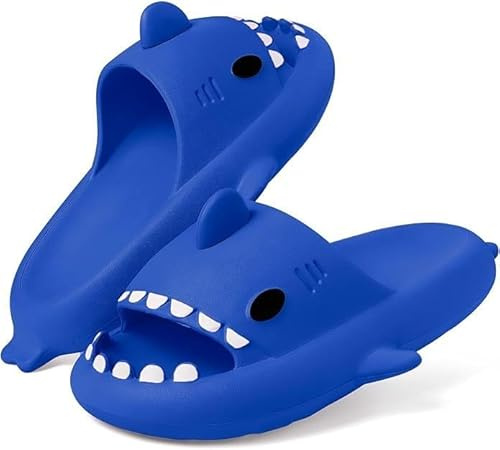 corimori Ciabatte da bagno per squalo, antiscivolo, ad asciugatura rapida, comode con design di squalo (taglia 34-43), Blu 08, 34/35 EU