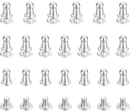TIXIPEM 4mm Ball Head Stud Rivets Screw Back [20Pcs] - Metal Round Head Button Nipple Rivet Use for Bag & Belt & Handbag & Leather Craft & DIY Decoration - [Silver]