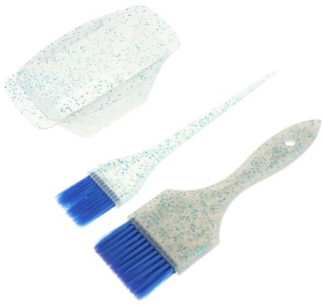 VILLCASE Hair Dye Brush with Soft Plastic Bristles and Mixing Bowl Set and Sturdy Blue Bowl for Accurate Dye Application for Personal DIY and Professional Salon Use