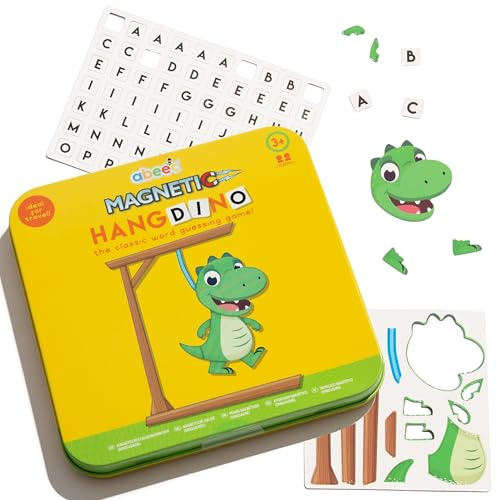 abeec Magnetic Hangman Travel Game | Portable Word Guessing Game with Magnetic Pieces | Screen-Free Kids Game for Car Journeys and Flights | Family Travel Games | Ages 3+