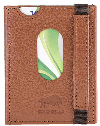 Solo Pelle Herren Geldbörse I Portmonee I Portemonnaie minimalistische Leder Geldbörse/Kartenetui aus echtem Leder Cartella inkl. Geschenkbox (Cognac Braun)