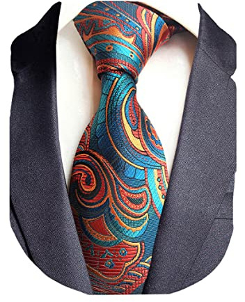 GUSLESON Mens Floral Tie Fashion Necktie for Wedding Party (0694-05)