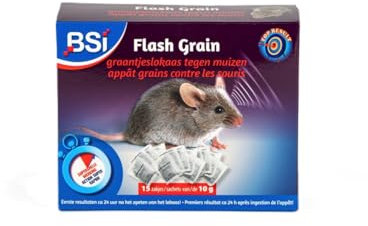 BSI - Anti Rats Et Souris - 150g - Grains - Efficacité Radicale - Flash Grain - 15x10g - Prêt A l'emploi - Haute Qualité - Nouvelle Génération - pour Et Autour De La Maison, Bleu
