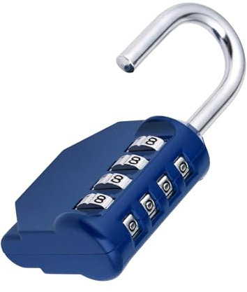 ZHEGE Cadenas à combinaison pour casier, cadenas résistant aux intempéries pour portail de clôture, abris de jardin, serrure à combinaison à 4 chiffres pour casier de gym, casier scolaire (bleu)