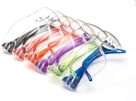 G & F Products ANSI Z87.1 EN166 Certified Kids Safety glasses, Scratch, Impact and Ballistic Resistant Safety Goggles with Clear Lens assorted color frame, Child Youth Size, 6 Pairs