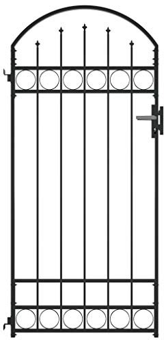 Festnight Portail de Clôture à Dessus Arqué Portail de Jardin 100x200 cm Noir