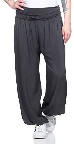 ZARMEXX Damen Haremshose Pumphose Aladinhose Pluderhose Yoga Freizeithose Sommerhose (anthrazit, 36-42)