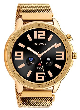Oozoo Unisex Smartwatch mit Edelstahl Milanaiseband Rosegoldfarben/Rosegoldfarben 45 MM Q00307