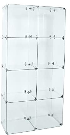 goodsforbusiness GmbH Glassteckvitrine „Hoch“ Glasregal Vitrine 8 Fächer á 30x30cm o. 40x40cm Verkaufsvitrine Ausstellungsvitrine Messevitrine Verkaufsregal (30x30 cm)