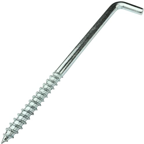 Aerzetix - C58024 - 10 st L-formade skruvkrokar Ø6 x 100 mm - krok med självgängande skruv - galvaniserat stål - silver