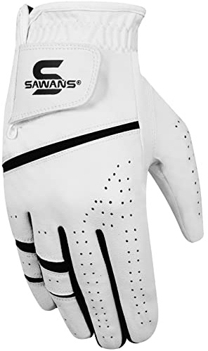 SAWANS Golfhandske herr hållbar premium läder vänster hand höger alla väder grepp golfhandskar halkskydd flexibel golf