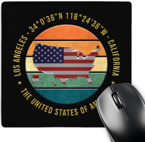 3dRose Los Angeles, California, Geographic Coordinates, USA Map, Stars,... - Mouse Pads (mp-370072-1)