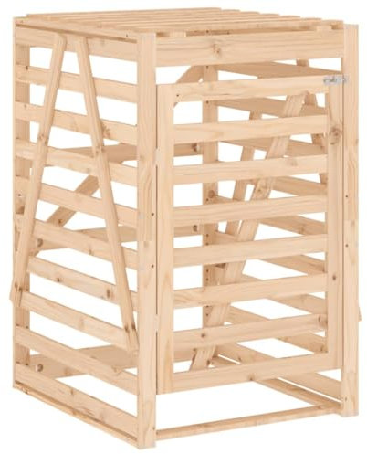 'VidaXL Solid Wood Pine Wheelie Bin Storage- ic Outdoor Trash Bin Cover with Lock and Expandable Design