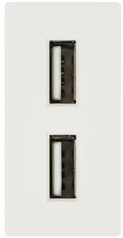 Double USB socket PNI UB20, 5V, 2.4A, modular, type F 1/2, compatible with glass frames PNI RM101W and RM202W