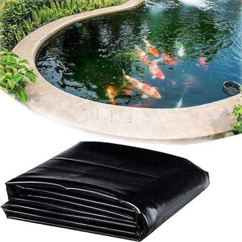 MISKYN Teichfolie Schwarz HDPE 2X4m 2X10m 3X8m 7X10m 9X10m, UV-Beständig, Schwimmteich Folie Gartenteich Teichplane, Für Teichbau, Garten- Und Teichzubehör,9 * 10m