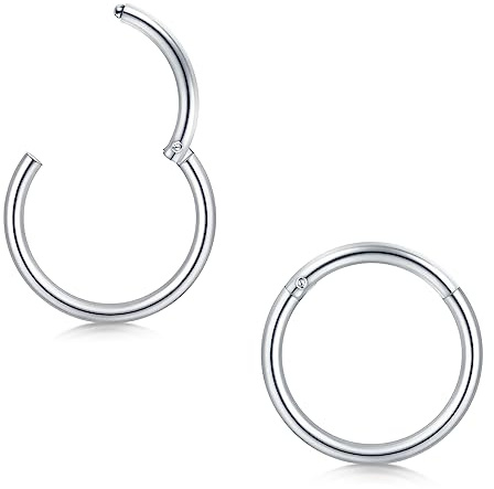 Longita 1pc Nose Piercing Ring Silver 1.0mm 18G - 316L Surgical Steel Clicker 8mm Nose Ring - Seamless Presence Piercing for Septum Helix Tragus Nostril Lip Segment Ring