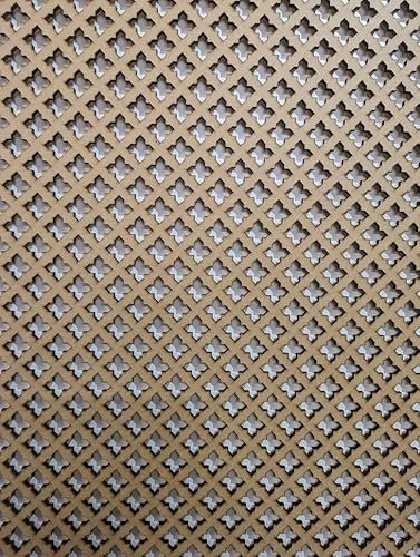 Wooden mesh Decorative Panel, Wall partition, Radiator Cover Grille, Cut-Outs, Kitchen Furniture, Laser Cut in 3mm Thick MDF (Size 1200mm x 620mm) Cross Pattern KZ2. Made in The UK. (Primed White)