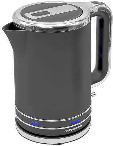 Andrew James Fast Boil Electric Kettle, Large 1.7L Capacity, Cordless Quiet Kettle with Reusable Filter, Quick Boil, Modern, Stylish, Practical, Lumiglo 3000W (Grey)