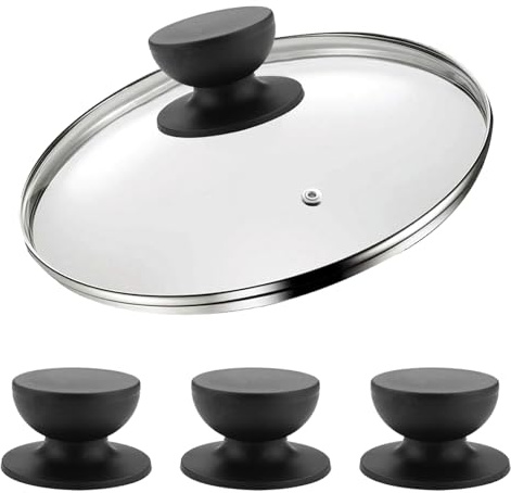 Ksvaye 4 Pièces Poignée Couvercle Casserole Rond Universel Bouton de Couvercle Poignée Pot Lid Handle, Anti-brûlure Couvercles pour Casseroles et Poêles,Boutons de Couvercle de Casserole Pour Poêle