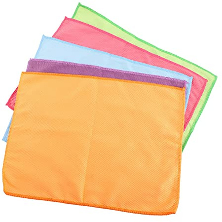 Asyduey 5 PièCes Chiffons en éCailles de Poisson Super Absorbants Chiffons de Nettoyage de Polissage en Microfibre Chiffons D'Essuyage en Verre RéUtilisables 30X40 Cm