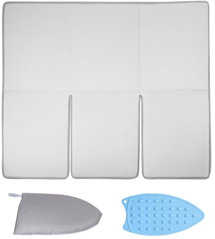 3 stycken strykmattor 70 x 65 cm, resestrykunderlägg med handhängsmatta, strykunderlägg, värmebeständigt, vikbart, strykfilt för bord för strykning av kläder och sömnad