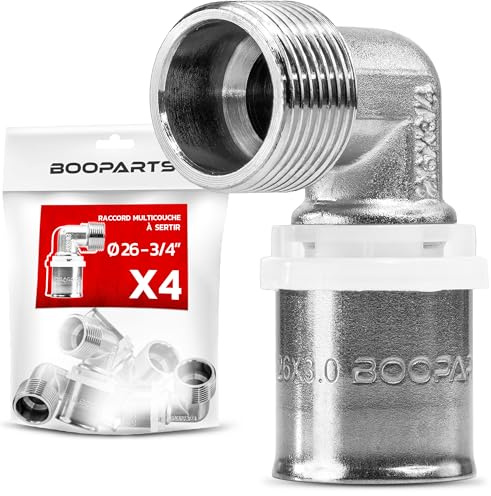 BOOPARTS – 4 Stück Pressfitting Winkel 26x3 mm x 3/4 Zoll Außengewinde TH Kontur | 90 Grad Übergangswinkel für Mehrschichtverbundrohr