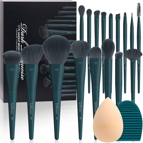 DUcare Makeup Brushes Set 19 Pcs, Professional Makeup Brushes & Cleaning Mat and Foundation Sponge, Synthetic Hair Face Make up Tool Kit for Daily, Pro Artists, Gift Box