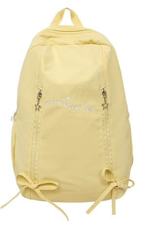 FHGSPQWM Zaino da scuola capiente a scomparti multipli per i giovani impermeabile ergonomico Back Assist sottile uso quotidiano borsa da scuola in nylon contatore stabile allo strappo, Giallo, Small