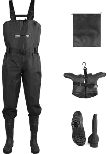SWAWIS Cuissardes Waders Cuissarde pour Hommes Femmes Chasse Waders Poitrine Pêche Cuissardes avec Bottes Respirantes Imperméables à l'eau 43W