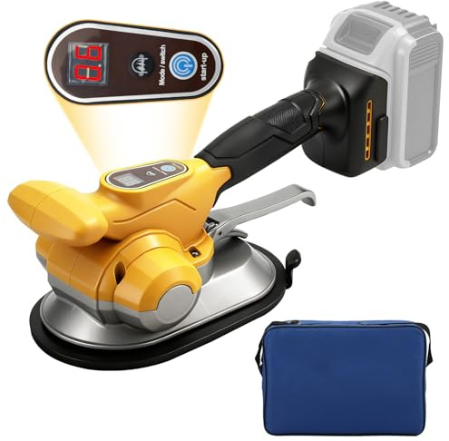 Cordless Tile Vibrator Compatible with Dewalt 20V Battery (No Battery), Tile Tiling Machine with 6 Adjustable Gears, 20cm Suction Cup, 200kg Adsorption, Digital Display and Cloth Bag