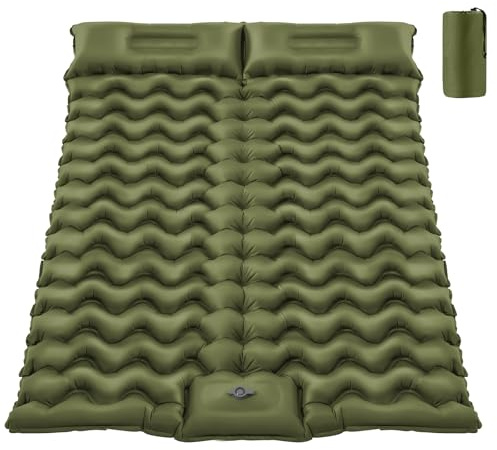 PHYSEN Inflatable Double Sleeping Mat - 196 x 130 cm Extra Wide Air Mattress for Camping, Beach & Garden - Quick Inflatable, Versatile as a Picnic Blanket