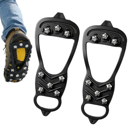 Grampones para Hielo,2 Piezas De Púas Universales Antideslizantes Y Portátiles con 8 Sujetadores para Senderismo,Crampones De Tracción para Calzado De Invierno | Senderismo Escalada en Montañismo