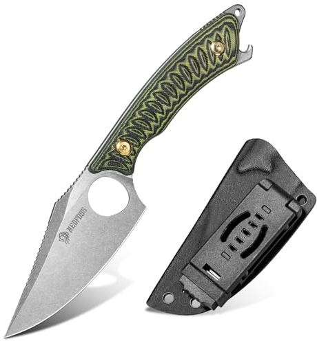 NedFoss CATFISH Couteau de survie, Couteau d'extérieur en acier 14C28N de 8,5 cm, manche en G10, étui en Kydex de haute qualité, adapté à toutes sortes d'activités de plein air