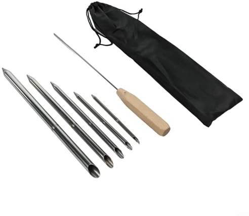 6-delat set av snörepsplåtverktyg i rostfritt stål med 5 Fid-storlekar och Push-Rod för flätade vinschar, båt- och klättersnören, DIY-reparationssats för seglare och utomhusentusiaster