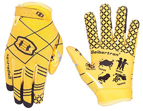 Seibertron Pro 3.0 Elite ultra-stick sport mottagare handske amerikansk fotbollshandskar Yellow Youth XL