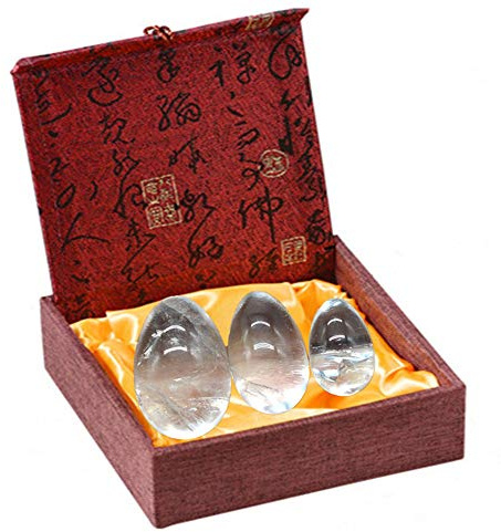 Yoni Egg White Crystal Gemstones Jade Eggs Balls for Women Kegel Exercise Tightening Vaginal Muscle Health Body Massage with Gift Box