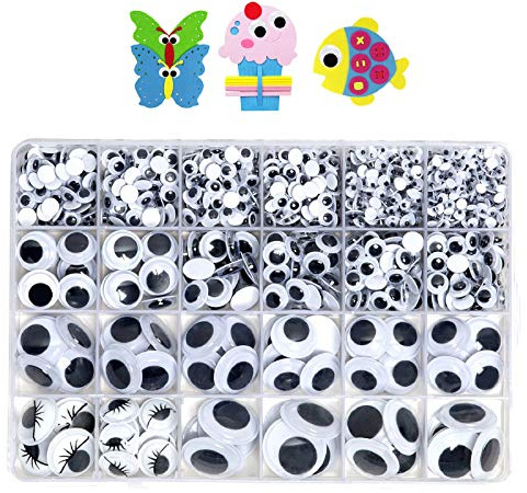 1210pcs Googly Wiggle Eyes Self Adhesive, for Craft Sticker Multi Sizes 4mm to 25mm for DIY by ZZYI