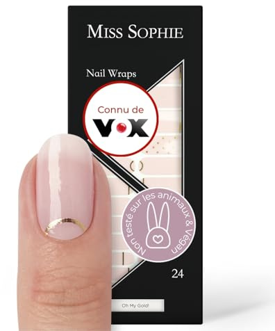 Original Miss Sophie Nagelfolien I 24 ultra-dünne Nagellack-Streifen mit zarten Goldveredelungen I Für Finger- & Fußnägel I Hält auf Natur- sowie lackierten, Acryl-, Gel- & Shellac-Nägeln