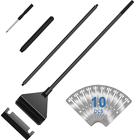 Luxiv Stainless Steel Algae Scraper Black, Aquarium Glass Cleaner Tools 25.6 Inches Fish Tank Scrapering Cleaner Handheld Scraper for Aquarium Tank