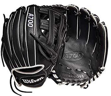 Wilson A700 Fastpitch Guante de sóftbol, Niñas, Negro/Blanco, 12 Pulgadas