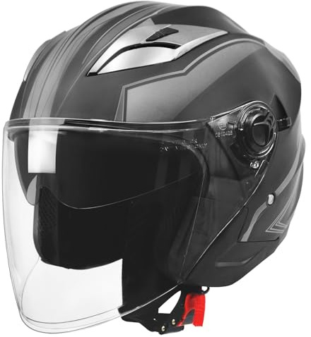 Motorcycle Scooter Helmet,Adult Open-face Motorbike Helmet Double Visor Fashion Personality for Men and Women DOT Approved (X-Large, GIAY)