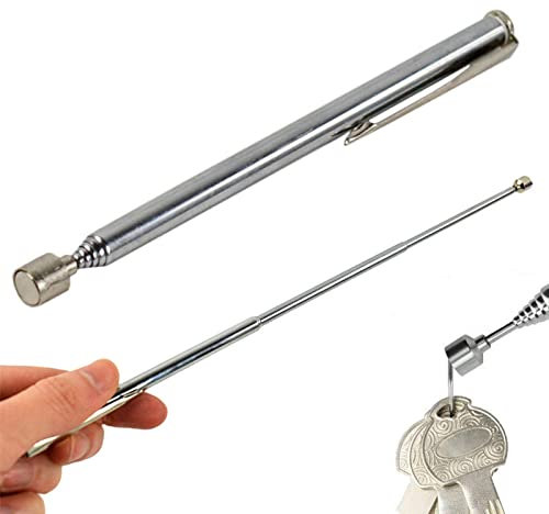 Tige Télescopique Aimantée, Tige de Lecture Magnétique, Télescopique Magnétique Ramasser, Outil Bâton Rod Extensible, Ramassage Magnétiques Télescopiques, avec Conception de Pince Style Poche, Argenté