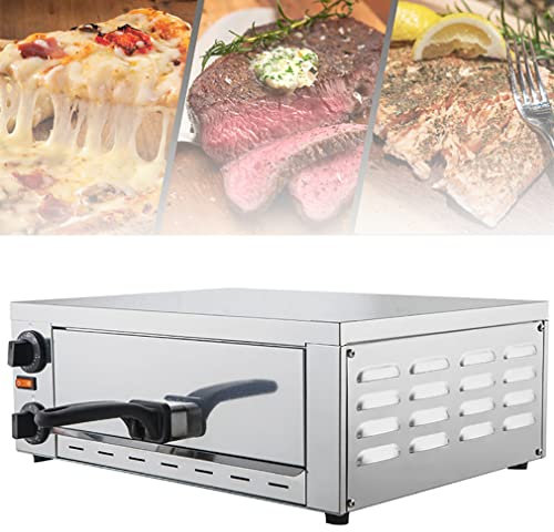 Horno eléctrico para pizza, horno tostador comercial individual de 12 pulgadas para pizza, 1200 W, encimera de acero inoxidable, multiusos, para el hogar, restaurante, aperitivos, tostador para