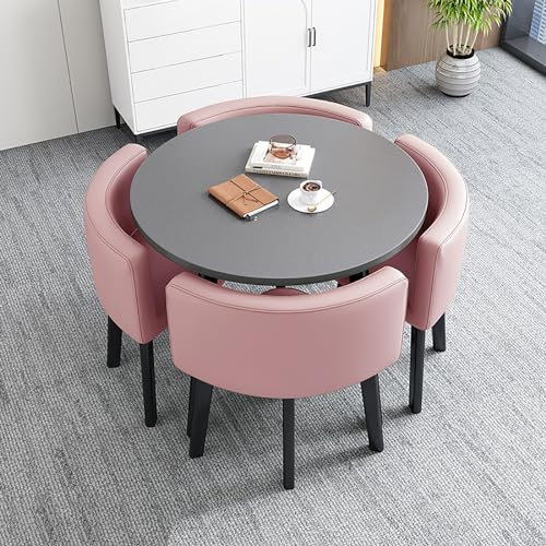 Runder Esstisch Und 4 Stühle Set, Besprechungstisch Rund Mit Stühlen, Rezeption Tisch Und Stuhl Kombination, EIN Tisch Vier Stühle, Tischdurchmesser 80 Cm, Für Esszimmer, Café Und Kleine Räume ( Color